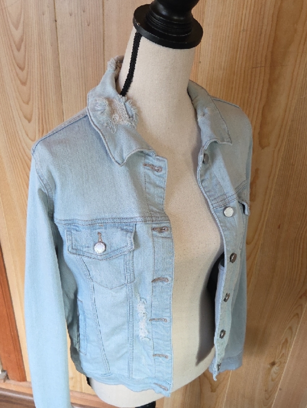 Just USA Light Blue Distressed Denim Jacket - Picture 7 of 9